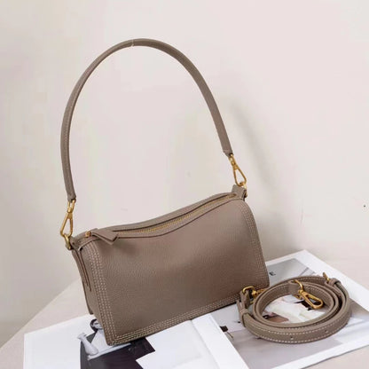 Korean Sweet All-match Shoulder Bags 2024 New Spring New Genuine Leather Underarm Handbags Female Large Capacity Purses Clutch