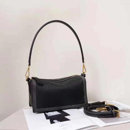 Korean Sweet All-match Shoulder Bags 2024 New Spring New Genuine Leather Underarm Handbags Female Large Capacity Purses Clutch