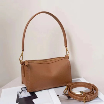 Korean Sweet All-match Shoulder Bags 2024 New Spring New Genuine Leather Underarm Handbags Female Large Capacity Purses Clutch