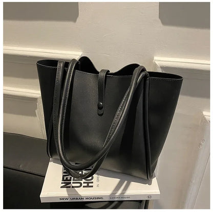 Korean Version Solid Color 2024 New Women's Bag Simple Portable Tote Bag Large Capacity Shoulder Bag Luxury Designer Handbag