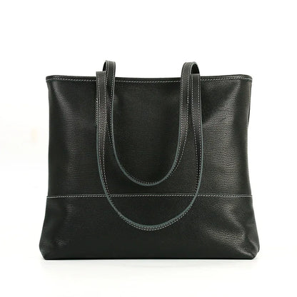 Korean Women's Genuine Leather Shoulder Bag Large Capacity Simple Tote Solid All-match Casual Handbags Practical Travel Bag