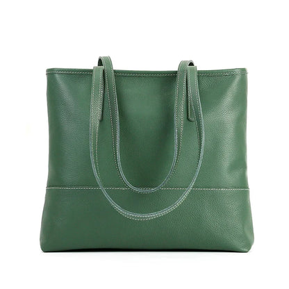 Korean Women's Genuine Leather Shoulder Bag Large Capacity Simple Tote Solid All-match Casual Handbags Practical Travel Bag