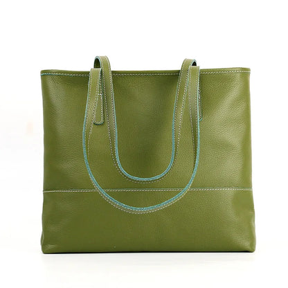Korean Women's Genuine Leather Shoulder Bag Large Capacity Simple Tote Solid All-match Casual Handbags Practical Travel Bag