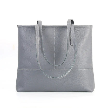 Korean Women's Genuine Leather Shoulder Bag Large Capacity Simple Tote Solid All-match Casual Handbags Practical Travel Bag