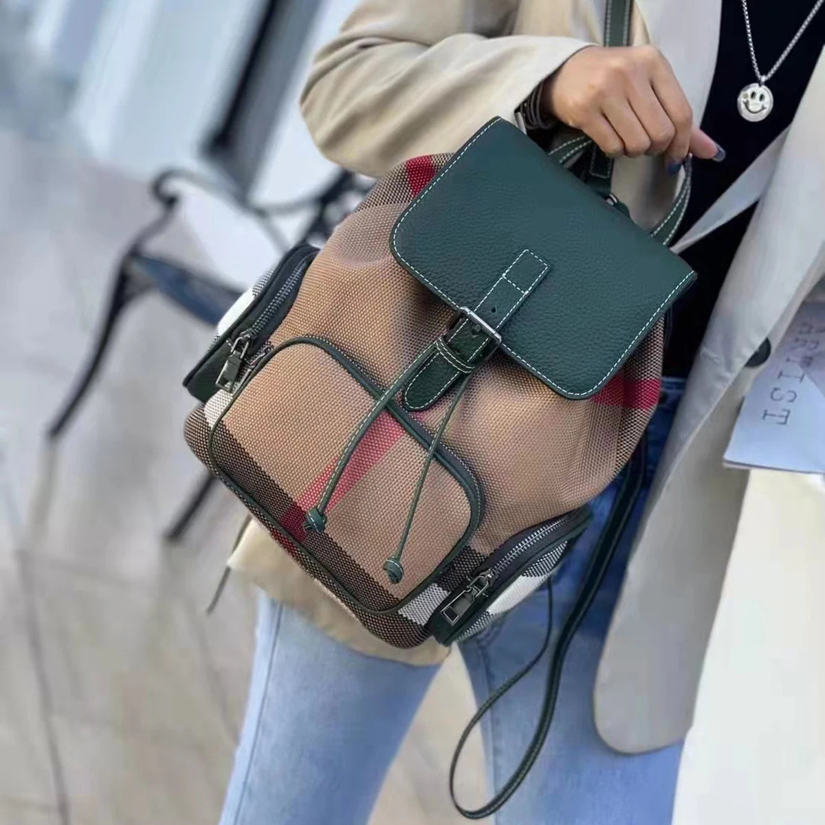 Korean fashion Women's Genuine Leather Bag Natural Backpack Ladies Backpack High Trendy Bags School Women's Leather Backpacks