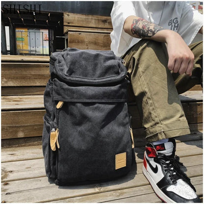 Korean style Canvas Men Women Backpack Casual Students School For Boys Large Capacity Male Laptop Travel Shoulder Bag