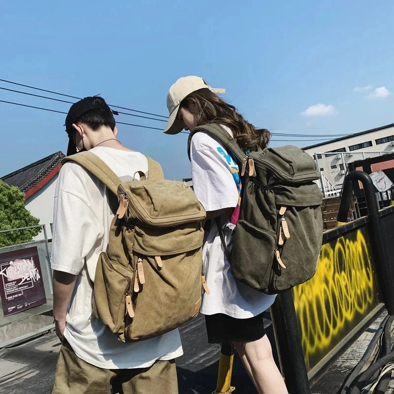 Korean style Canvas Men Women Backpack Casual Students School For Boys Large Capacity Male Laptop Travel Shoulder Bag