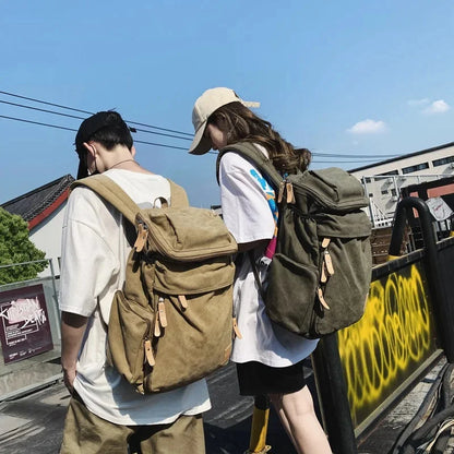 Korean style Canvas Men Women Backpack Casual Students School For Boys Large Capacity Male Laptop Travel Shoulder Bag