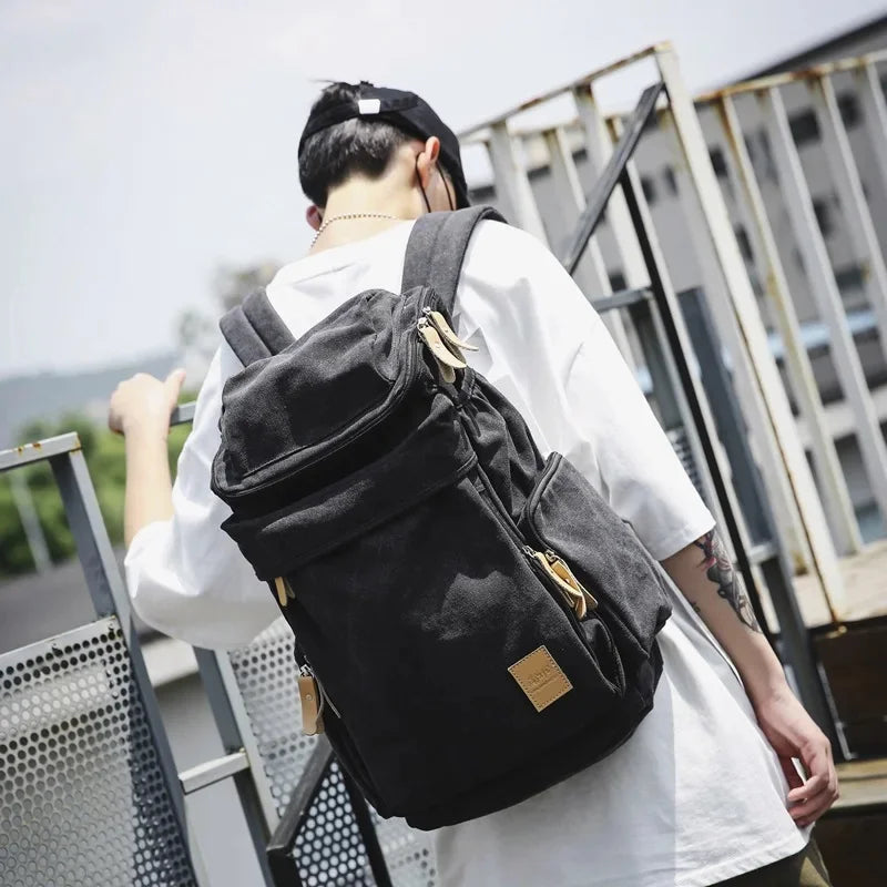 Korean style Canvas Men Women Backpack Casual Students School For Boys Large Capacity Male Laptop Travel Shoulder Bag