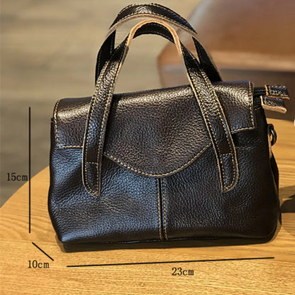 Korean version new mini  Fashion soft cowhide handbag clamshell retro single shoulder crossbody chain women's small square bag