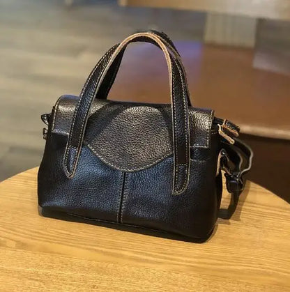 Korean version new mini  Fashion soft cowhide handbag clamshell retro single shoulder crossbody chain women's small square bag