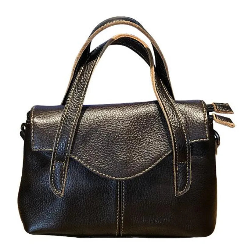 Korean version new mini  Fashion soft cowhide handbag clamshell retro single shoulder crossbody chain women's small square bag