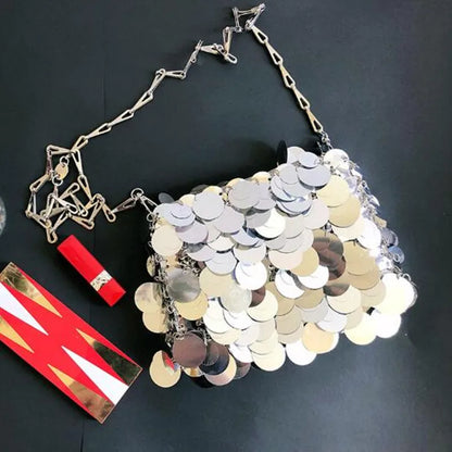 Korean version of the new silver sequin hand-hung ring mobile phone bag casual sequin single shoulder crossbody bag fashion bag
