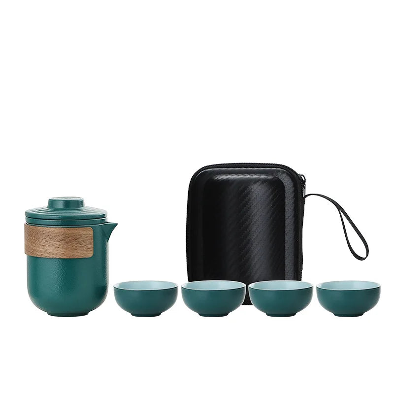 Kuai Ke Cup Travel Tea Set Carrying Bag Kung Fu Tea Cup Single One Pot Four Cup Outdoor Teapot Small Set Cup Set