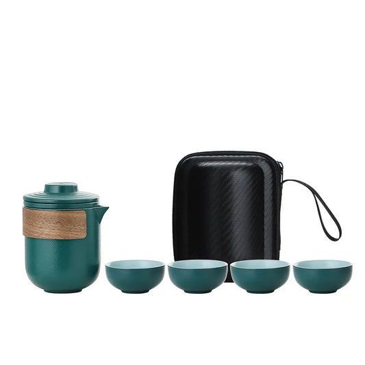Kuai Ke Cup Travel Tea Set Carrying Bag Kung Fu Tea Cup Single One Pot Four Cup Outdoor Teapot Small Set Cup Set