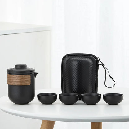 Kuai Ke Cup Travel Tea Set Carrying Bag Kung Fu Tea Cup Single One Pot Four Cup Outdoor Teapot Small Set Cup Set