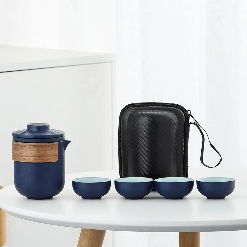 Kuai Ke Cup Travel Tea Set Carrying Bag Kung Fu Tea Cup Single One Pot Four Cup Outdoor Teapot Small Set Cup Set