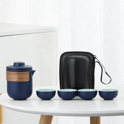 Kuai Ke Cup Travel Tea Set Carrying Bag Kung Fu Tea Cup Single One Pot Four Cup Outdoor Teapot Small Set Cup Set