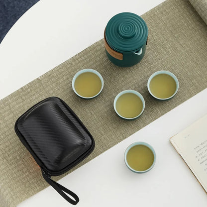 Kuai Ke Cup Travel Tea Set Carrying Bag Kung Fu Tea Cup Single One Pot Four Cup Outdoor Teapot Small Set Cup Set