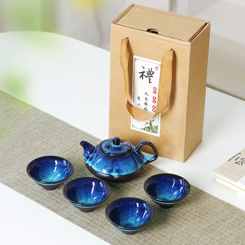 Kung Fu Chinese Style Ceramic Tea Pot Set Tea Ceremony Pottery Tea Ceremony Conjunto Para Cha Juego De Te Tea Service