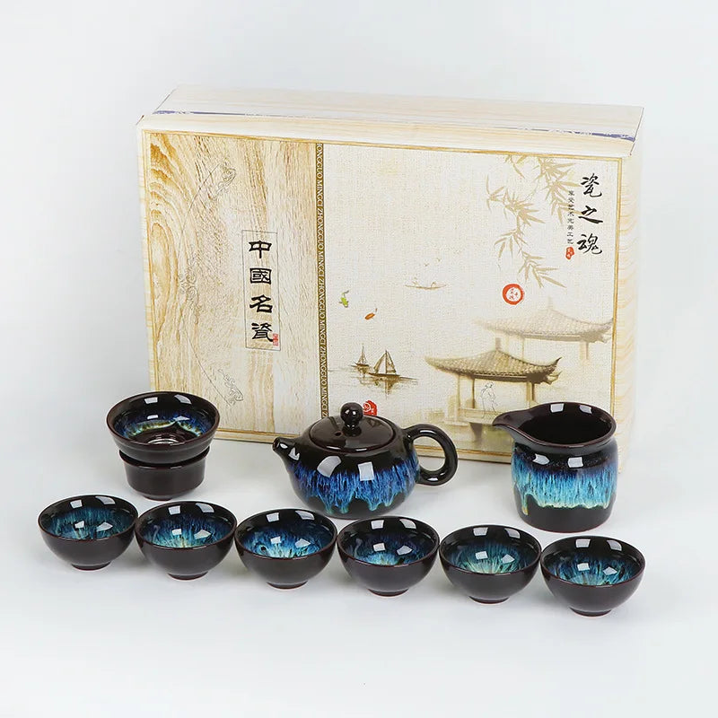 Kung Fu Chinese Style Ceramic Tea Pot Set Tea Ceremony Pottery Tea Ceremony Conjunto Para Cha Juego De Te Tea Service