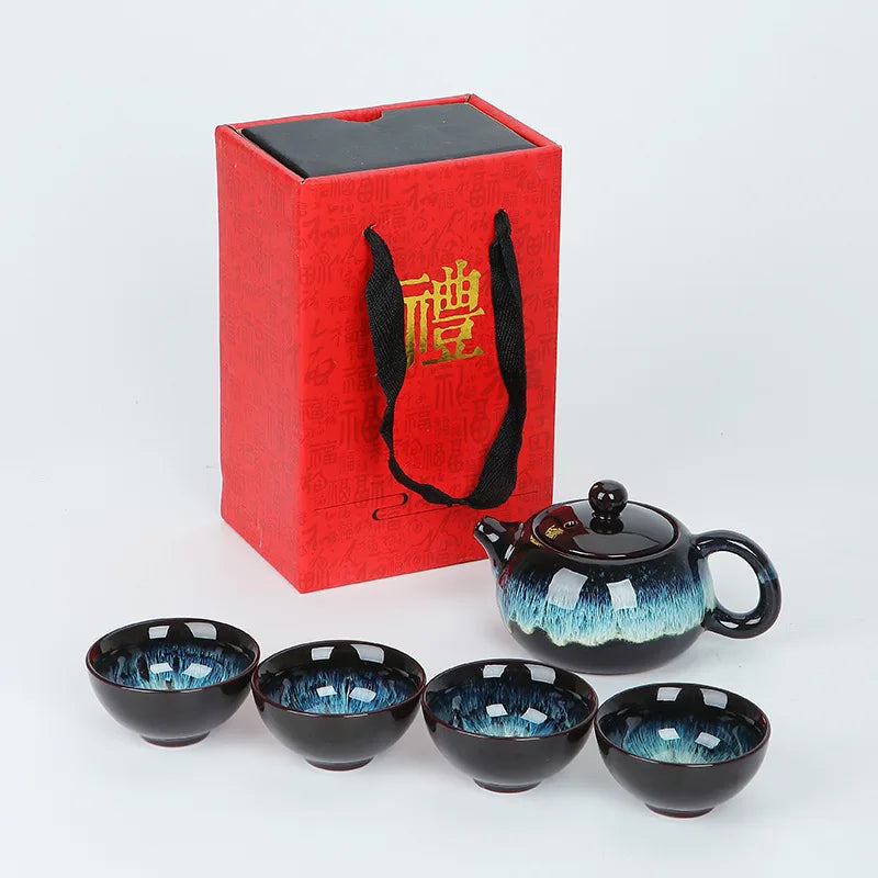 Kung Fu Chinese Style Ceramic Tea Pot Set Tea Ceremony Pottery Tea Ceremony Conjunto Para Cha Juego De Te Tea Service
