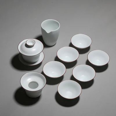 Kung Fu Chinese Tea Set Modern Minimalist Home Solid Color Ceramics Household Teapot White Porcelain Office Teaware Set