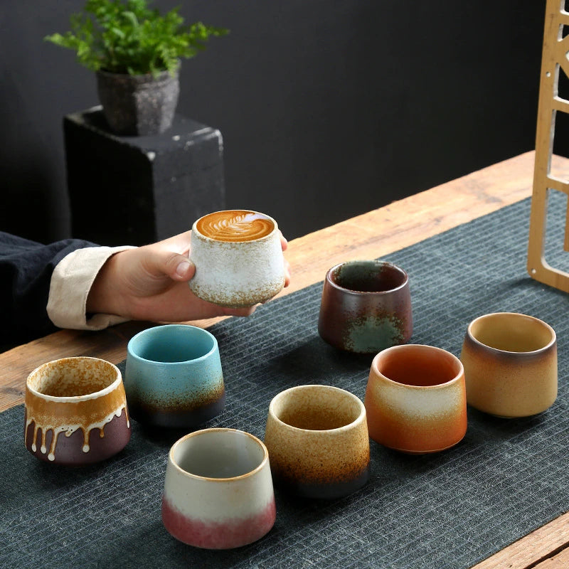 Kung Fu Tea Cup Retro Coffee Cup Japanese-style Porcelain Drinkware Kitchen Dining Bar Home Garden
