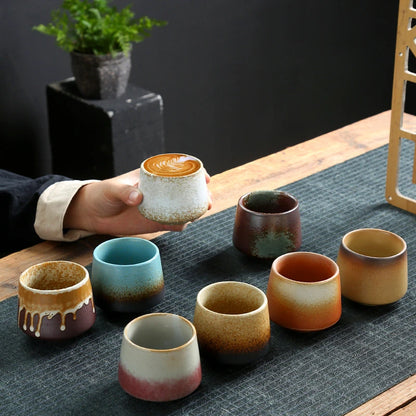 Kung Fu Tea Cup Retro Coffee Cup Japanese-style Porcelain Drinkware Kitchen Dining Bar Home Garden