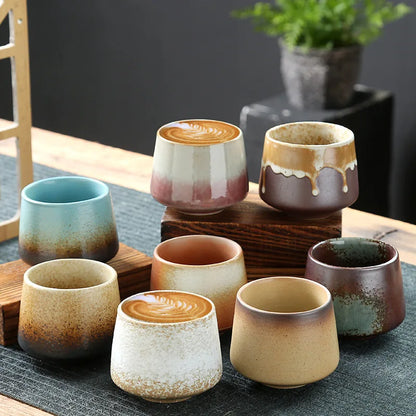Kung Fu Tea Cup Retro Coffee Cup Japanese-style Porcelain Drinkware Kitchen Dining Bar Home Garden