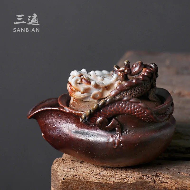 Kung Fu Tea Set Ceramic Teapot Handmade Firewood Pot Aquarius Tureen Tea Making Device Household Filter Single Pot