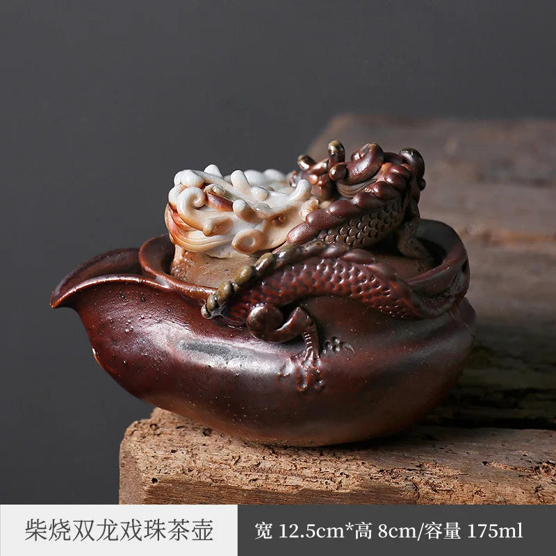 Kung Fu Tea Set Ceramic Teapot Handmade Firewood Pot Aquarius Tureen Tea Making Device Household Filter Single Pot