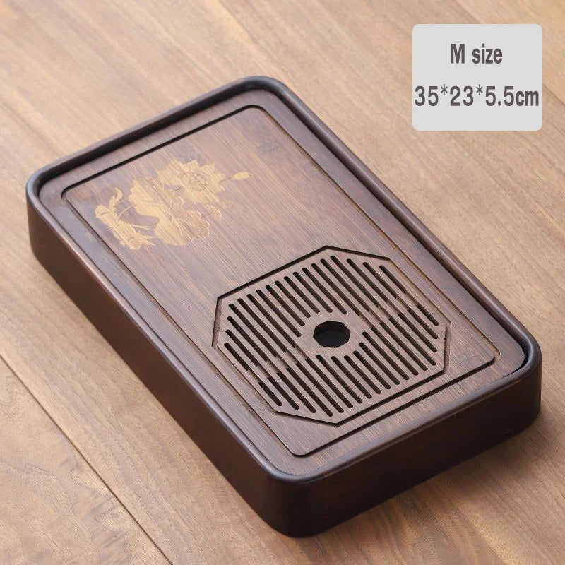 Kung Fu Tea Set Chinese Natural Bamboo Tea Tray Drainage Water Storage Drawer Household Tea Board Chinese Tea Storage Tray