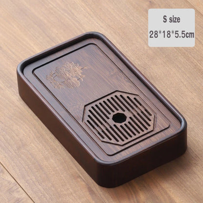 Kung Fu Tea Set Chinese Natural Bamboo Tea Tray Drainage Water Storage Drawer Household Tea Board Chinese Tea Storage Tray