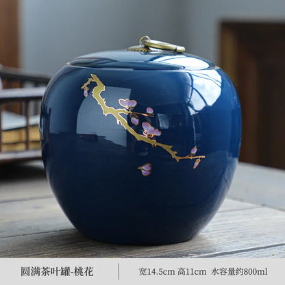 Kung Fu Tea Set Tea Can Waker Storage Tank Warehouse Ji Blue Glazed Large Ceramic Ji Blue Sealed Jar Box Organizer Teaware Bar