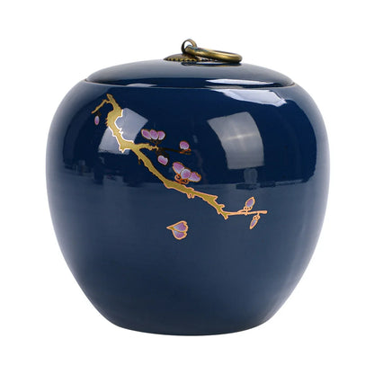 Kung Fu Tea Set Tea Can Waker Storage Tank Warehouse Ji Blue Glazed Large Ceramic Ji Blue Sealed Jar Box Organizer Teaware Bar
