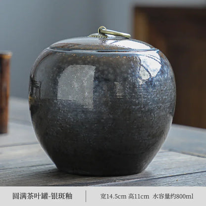 Kung Fu Tea Set Tea Can Waker Storage Tank Warehouse Ji Blue Glazed Large Ceramic Ji Blue Sealed Jar Box Organizer Teaware Bar