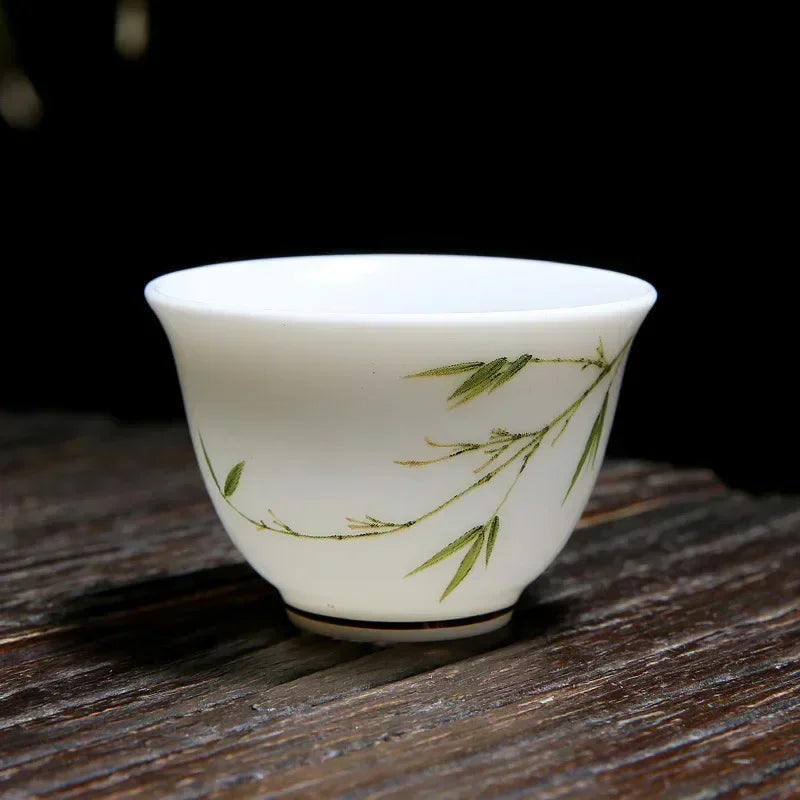 Kung Fu Tea Small Tea Cup 40ml Sheep Fat Jade White Porcelain Personal Cup Household Ceramic Tea Set Master Single Cup