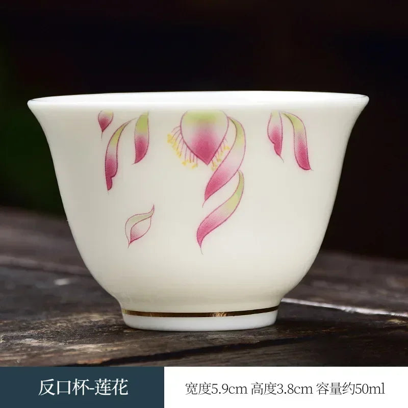 Kung Fu Tea Small Tea Cup 40ml Sheep Fat Jade White Porcelain Personal Cup Household Ceramic Tea Set Master Single Cup