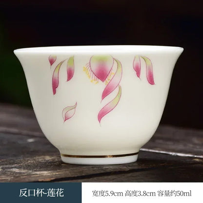 Kung Fu Tea Small Tea Cup 40ml Sheep Fat Jade White Porcelain Personal Cup Household Ceramic Tea Set Master Single Cup