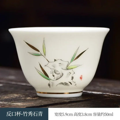 Kung Fu Tea Small Tea Cup 40ml Sheep Fat Jade White Porcelain Personal Cup Household Ceramic Tea Set Master Single Cup