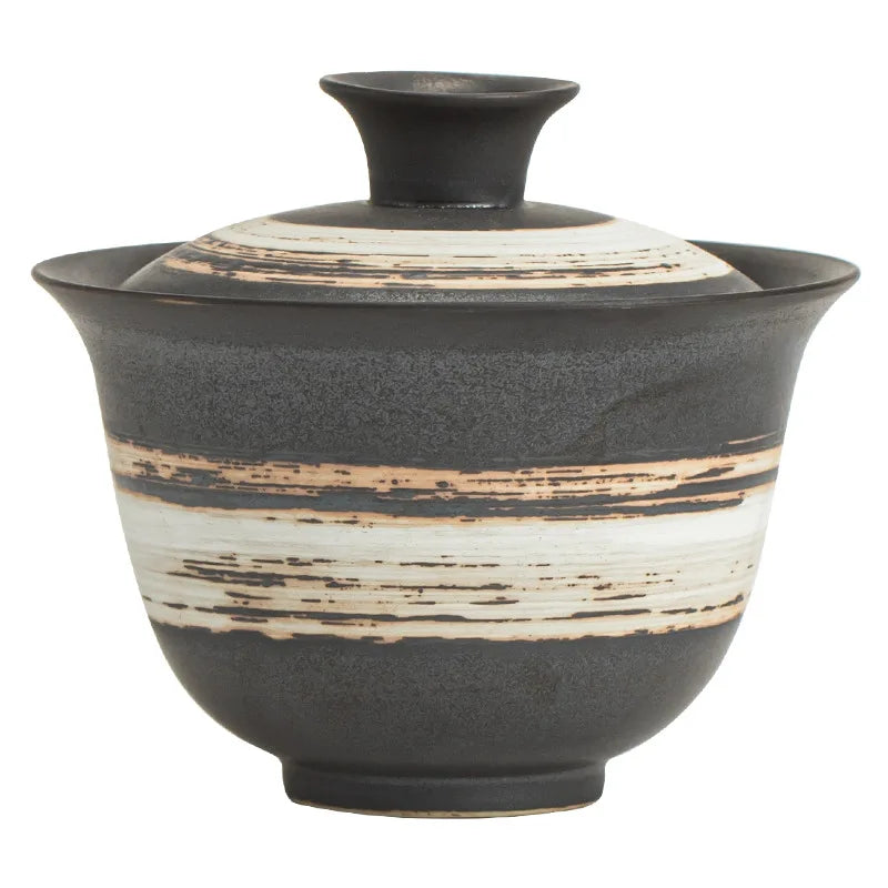 Kung Fu Tea Teaware Gaiwan Large Capacity Tea Making Device Stoneware Retro Ceramic Tea Bowl Tea Cup Gaiwan  Kung Fu Tea Set