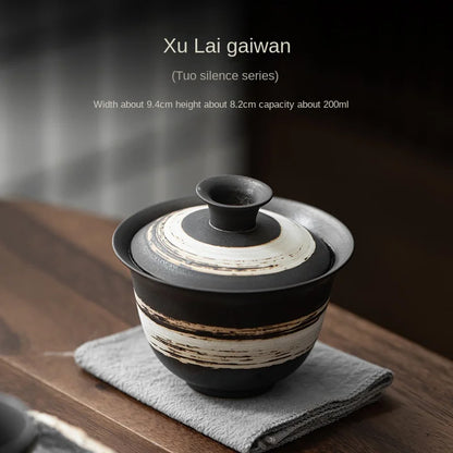 Kung Fu Tea Teaware Gaiwan Large Capacity Tea Making Device Stoneware Retro Ceramic Tea Bowl Tea Cup Gaiwan  Kung Fu Tea Set