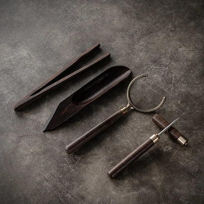 Kung Fu Tea Utensils Collection Tea Ceremony Six Items Suit 6 Gentlemen Copper Tea Clip Brick Tea Pry Tea Knife Tea Making Tools