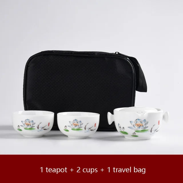 Kung fu gaiwan teapot teacup Travel tea set Include 1 Pot 2 Cup personal office travel portable Teaware bag Free shipping