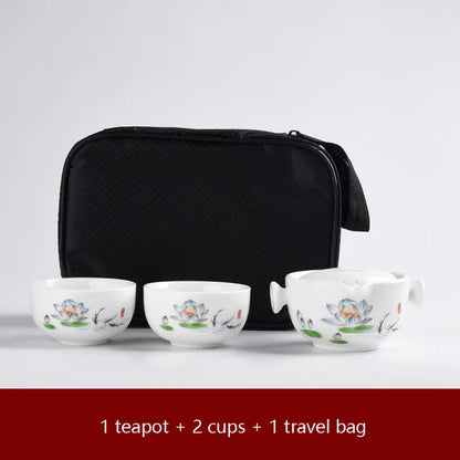 Kung fu gaiwan teapot teacup Travel tea set Include 1 Pot 2 Cup personal office travel portable Teaware bag Free shipping