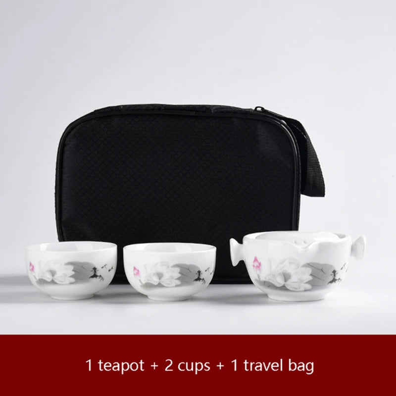 Kung fu gaiwan teapot teacup Travel tea set Include 1 Pot 2 Cup personal office travel portable Teaware bag Free shipping
