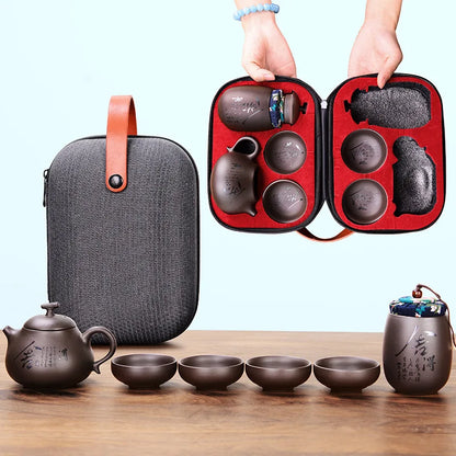 Kung fu teapot Tea set,Beautiful and easy teapot kettle,Chinese Travel Ceramic Portable Teaset,Ceramic Tray Coffee Cup gaiwan