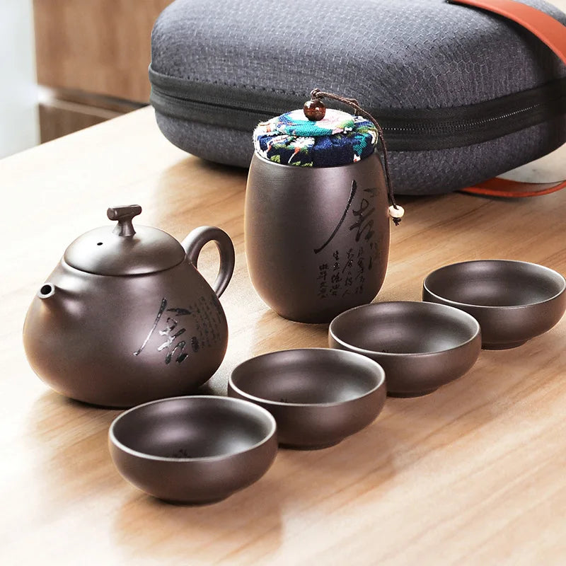 Kung fu teapot Tea set,Beautiful and easy teapot kettle,Chinese Travel Ceramic Portable Teaset,Ceramic Tray Coffee Cup gaiwan