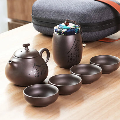 Kung fu teapot Tea set,Beautiful and easy teapot kettle,Chinese Travel Ceramic Portable Teaset,Ceramic Tray Coffee Cup gaiwan